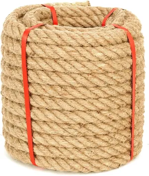 Hemp Rope （1 Inch x 50 ft）， Natural Twisted Heavy Duty Jute Rope for Tug of War, Crafts, Landscaping, Home Décor, Swing & Gardening ，Strong & Durable