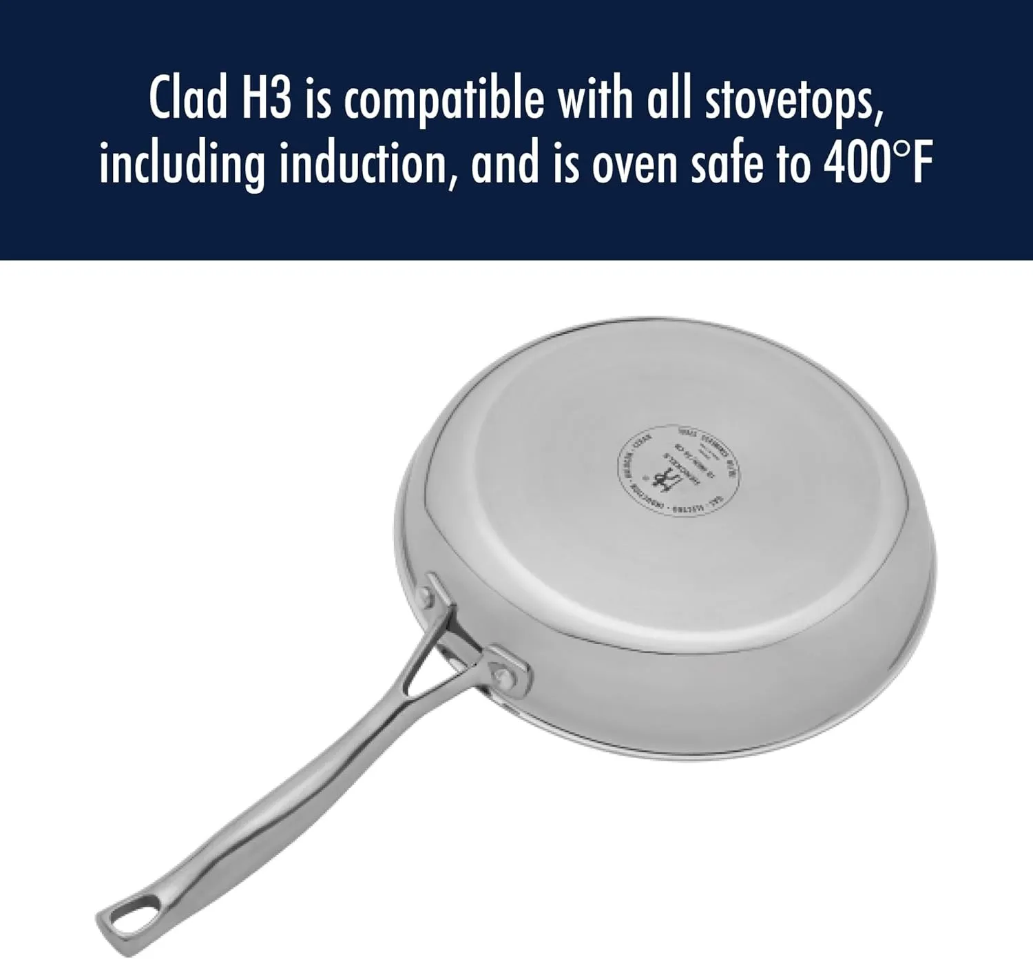 HENCKELS Clad H3 10-pc Induction Ceramic Nonstick Pot and Pan Set, Stainless Steel, Durable and Easy to clean