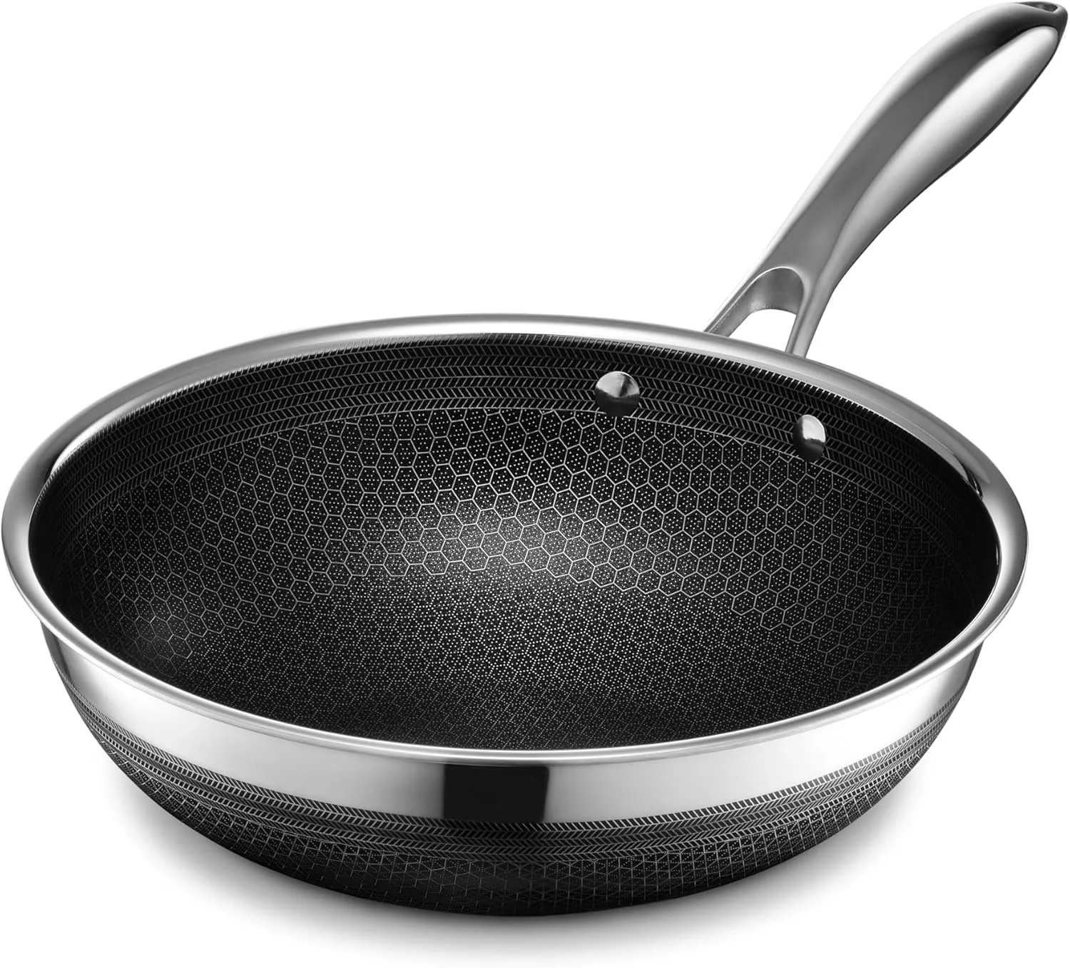 HexClad Hybrid Nonstick 10-Inch Wok, Stay-Cool Handle, Dishwasher-Friendly, Oven-Safe Up to 900°F, Induction-Ready, Compatible with All Cooktops
