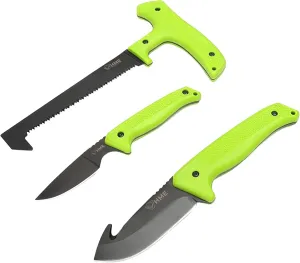 HME Lightweight Pocket 3 Piece Field Dress Kit with 8.75" Hand Saw, 7.5" Caping Fixed Blade Knife & Capping Fixed Blade Knife w/Gut Hook for Hunting