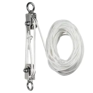 Hoist Pulley System Heavy Duty Stainless Steel, Snatch Swivel Block Double Pulley with 25m/8mm Rope, Bearing Inside, for Lifting, Kayak, Garage, Winch, Hunting, Loading 1100lb