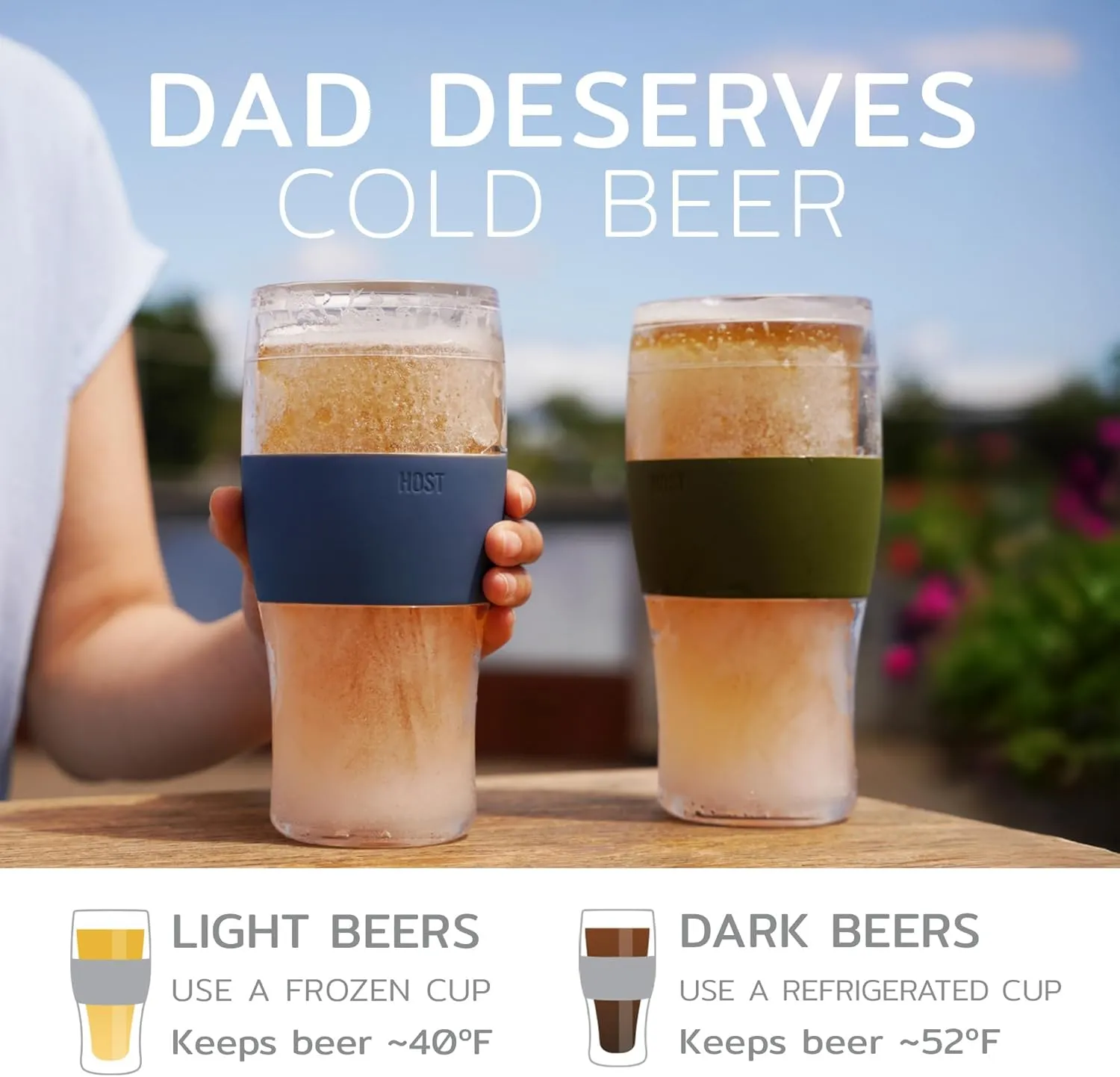 Host Freeze Best Dad Ever Insulated Glass Tumbler for Cold Drinks, Freezable Gifts for Dad, Double Wall Insulated Beer Glass for Chilled Lager, IPA, Ale & Iced Coffee, 16 oz, Set of 1