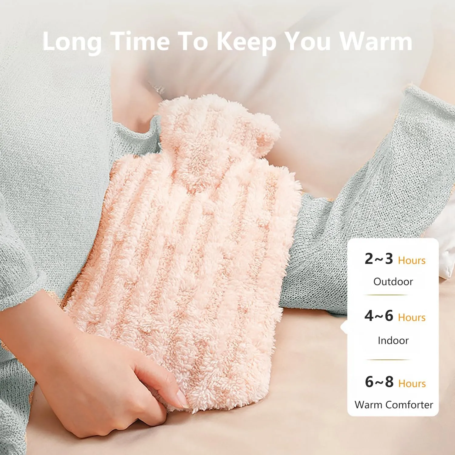 Hot Water Bottle with Soft Premium Cover, 1.5L Hot Water Bag for Menstrual Cramps, Neck and Shoulder Pain Relief, Hot and Cold Therapies, Hand Feet Warmer