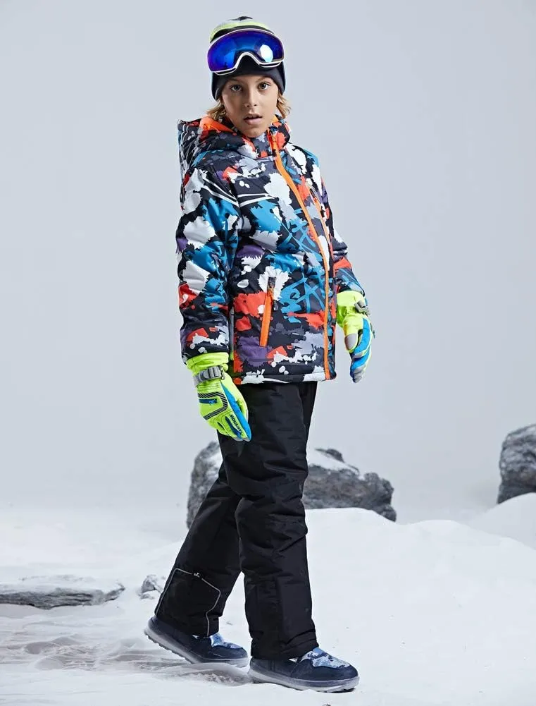 HOTIAN Boys Ski Jacket Snow Jacket Pants Suits Windproof Waterproof Winter Coats