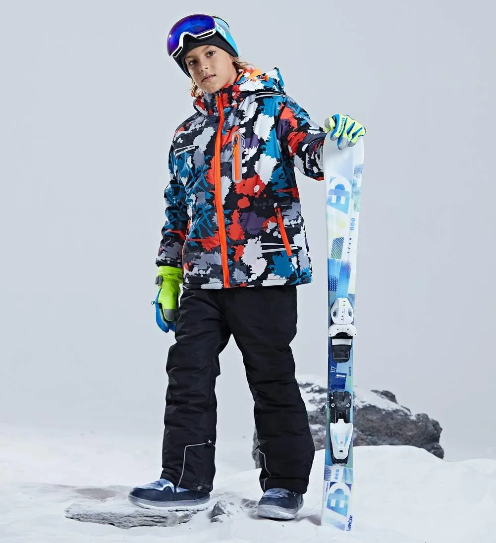 HOTIAN Boys Ski Jacket Snow Jacket Pants Suits Windproof Waterproof Winter Coats