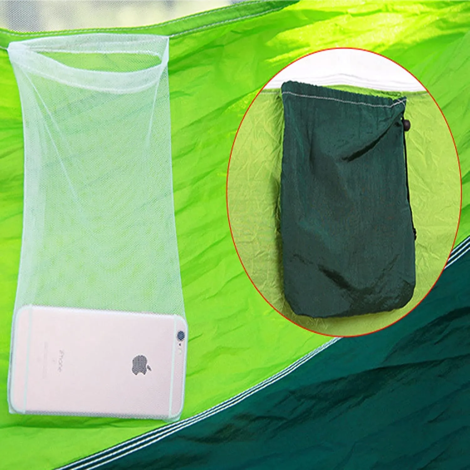 HUHJYUGE Camping Hammock, Portable Outdoor Hammock with Mosquito Net, Lightweight Double/Single Travel Hammock Parachute Fabric, for Hiking, Backpacking, Jungle, Backyard (D)