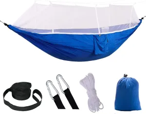 HUHJYUGE Camping Hammock, Portable Outdoor Hammock with Mosquito Net, Lightweight Double/Single Travel Hammock Parachute Fabric, for Hiking, Backpacking, Jungle, Backyard (G)