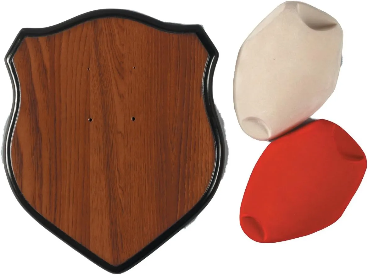 Hunters Specialties Deer Antler Mounting Kit - Hunting Easy-To-Assemble Wood Plaque Deer Mounting Kit with Red & Cream-Colored Skull Cover, Hardware Included