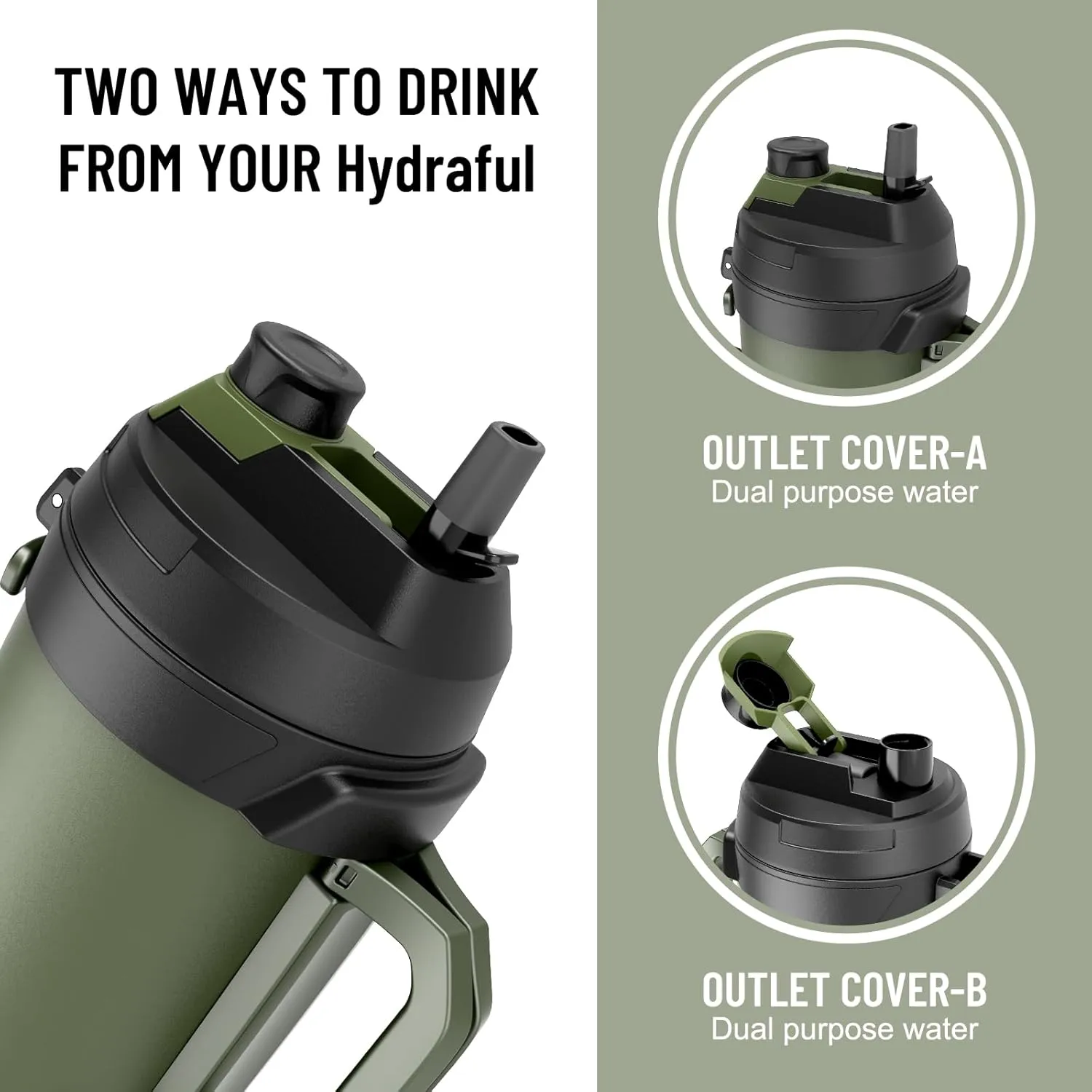 Hydraful Gallon Water Bottle, 128 oz Large Insulated Stainless Steel Sports Water Jug, Large Triple Wall Vacuum Insulation Water Bottle-Keeps Cold up to 48 Hrs-Sweat Proof, for Gym, Hiking & Camping