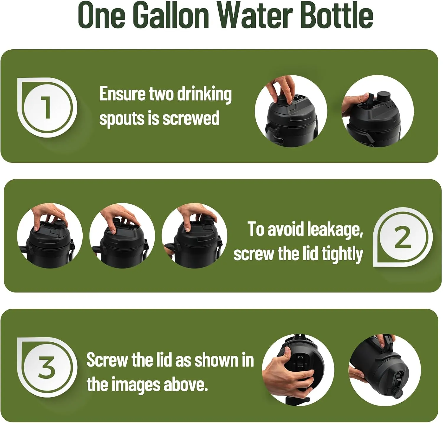 Hydraful Gallon Water Bottle, 128 oz Large Insulated Stainless Steel Sports Water Jug, Large Triple Wall Vacuum Insulation Water Bottle-Keeps Cold up to 48 Hrs-Sweat Proof, for Gym, Hiking & Camping