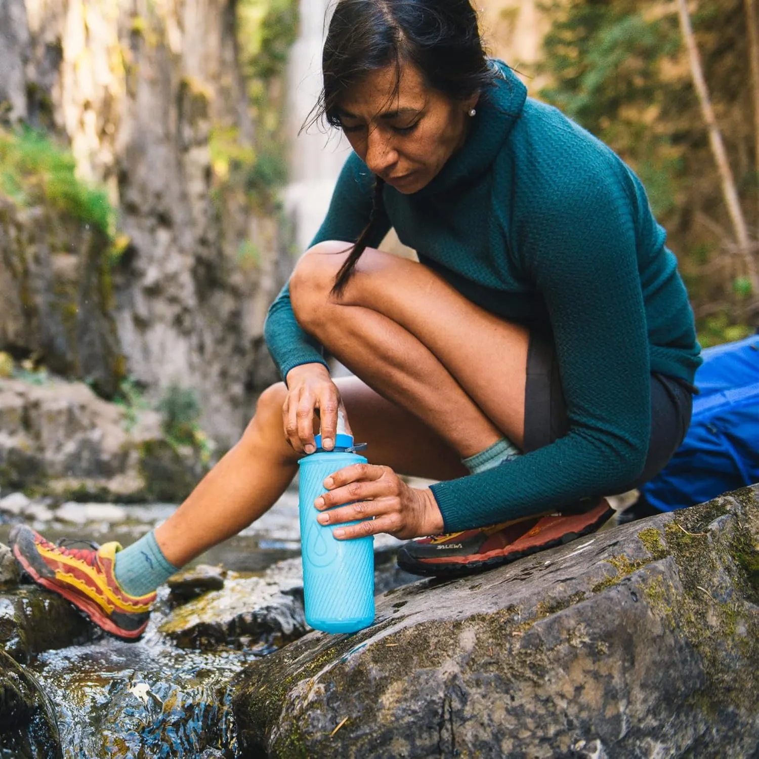 HydraPak Flux - Collapsible Backpacking Water Bottle (750ml, 1L, 1.5L) - BPA Free, Ultra Light, Spill-Proof Twist Cap