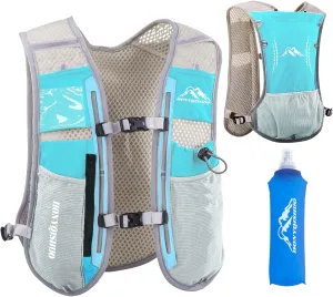 Hydration Vest Pack Backpack, Running Vest for Women Men, Adjustable Chest Straps Running Hydration Vest with 500ml Soft Flask, Running Vest for Trail Running Hiking
