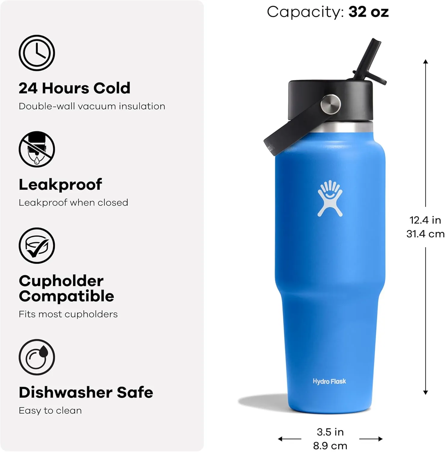 Hydro Flask 32 Oz Wide Flex Straw Travel Bottle Ivory