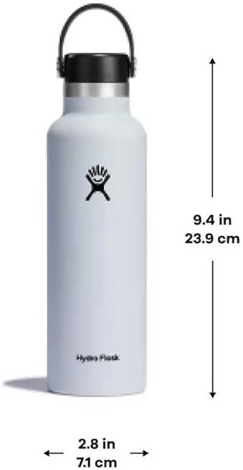 HYDRO FLASK - Water Bottle 621 ml (21 oz) - Vacuum Insulated Stainless Steel Water Bottle with Flex Straw Cap - BPA-Free - Standard Mouth - Agave