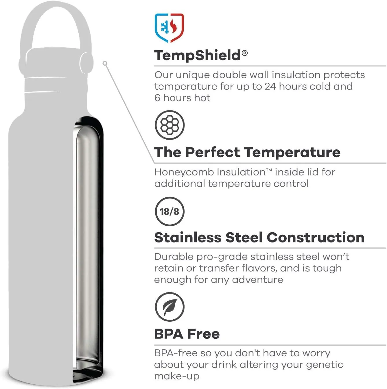 Hydro Flask Water Bottle - Standard Mouth Flex Lid - 21 oz, Hibiscus