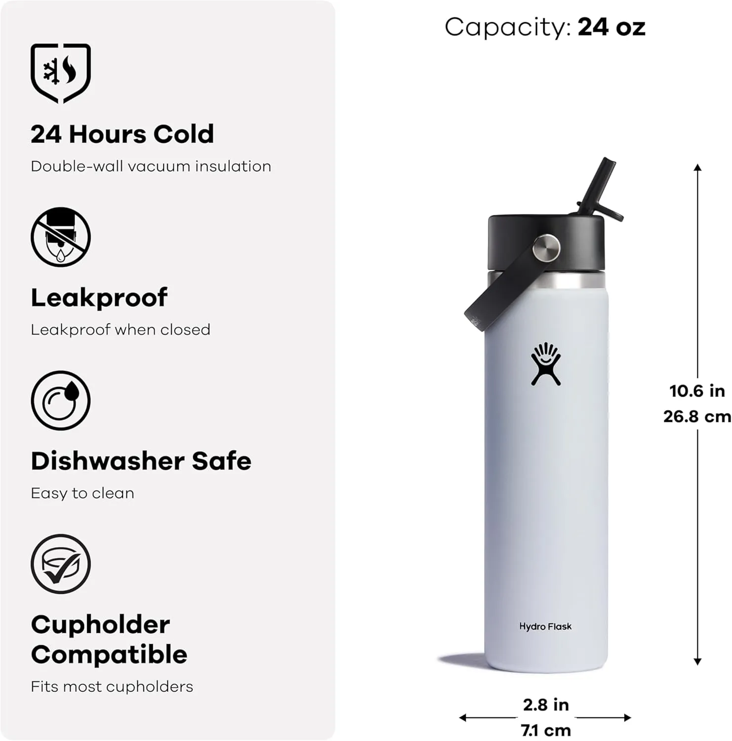 Hydro Flask Wide Flex Straw Cap Berry 24 Oz