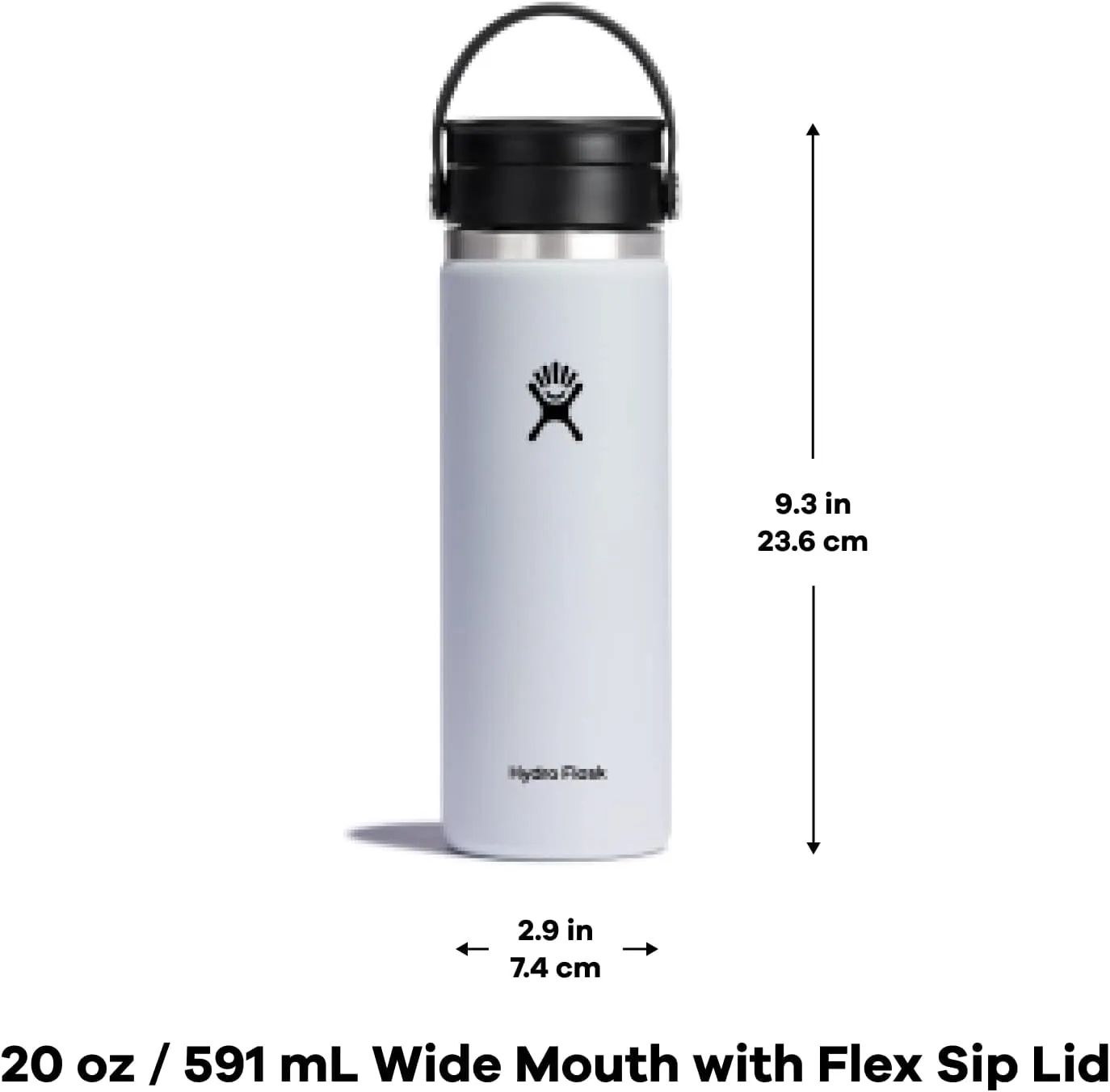 Hydro Flask Wide Mouth Bottle with Flex Sip Lid - Insulated Water Bottle Travel Cup Coffee Mug Black 20 oz