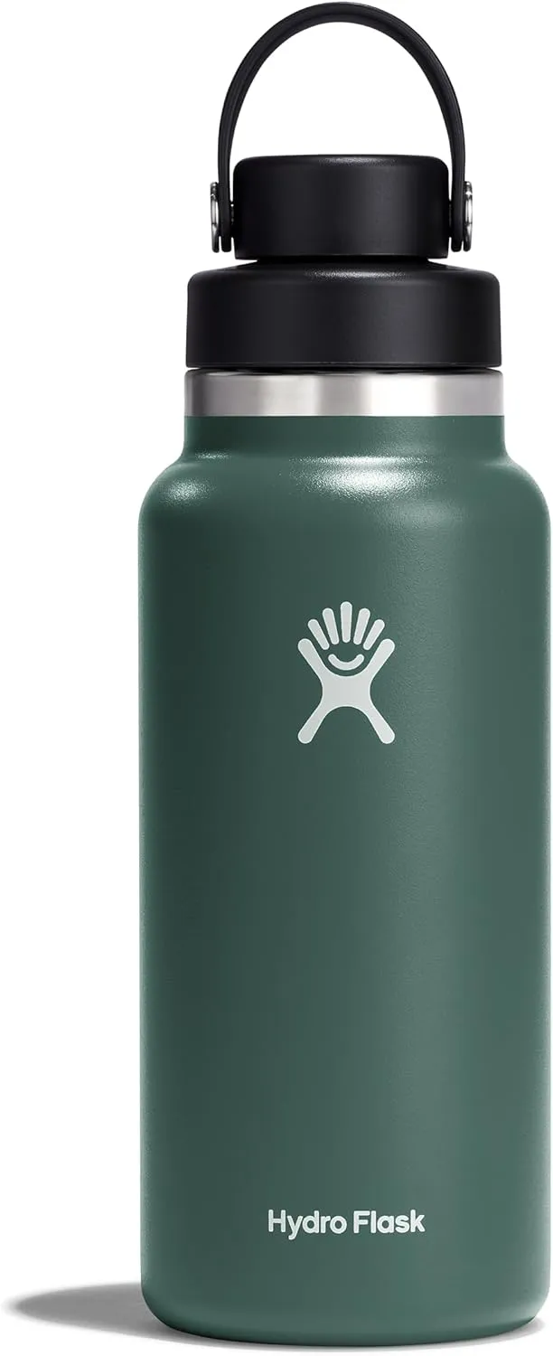 HYDRO FLASK Wide Mouth Chug Cap vacuum insulated stainless steel water bottle with leakproof closeable lid for cold water drinks, sports, travel, car and school
