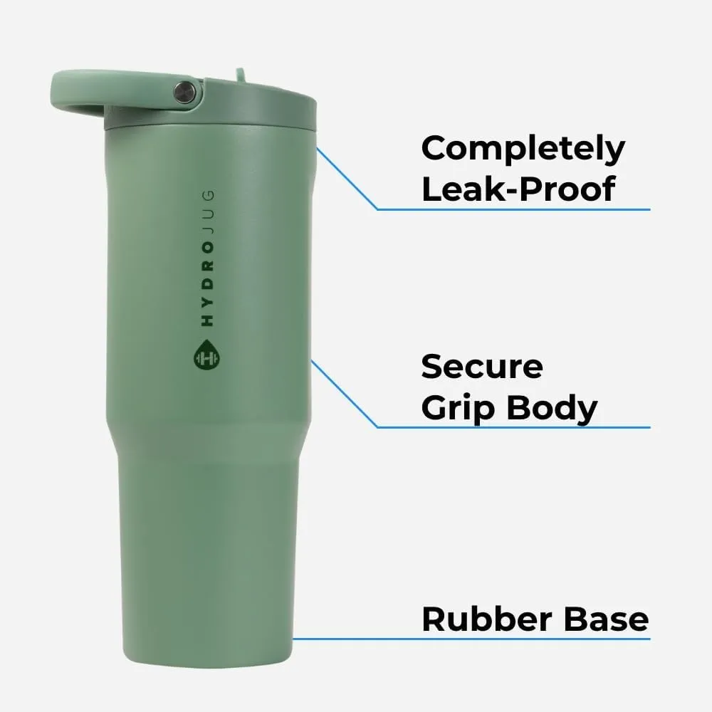 HydroJug Sport - Stainless Steel Tumbler with Straw, Vacuum Insulated, 32oz Leakproof Water Bottle, Ergonomic Design, Reusable, Dishwasher Safe, Rubber Base, Durable for Gym or Outdoors, Harvest Berry