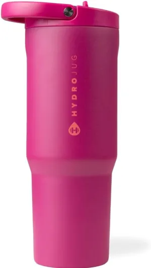 HydroJug Sport - Stainless Steel Tumbler with Straw, Vacuum Insulated, 32oz Leakproof Water Bottle, Ergonomic Design, Reusable, Dishwasher Safe, Rubber Base, Durable for Gym or Outdoors, Harvest Berry