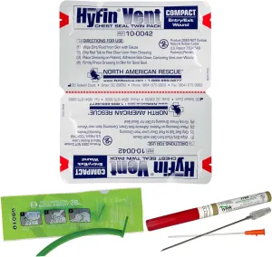 HyFin Compact Chest Seal Twin Pack w/TPAK ARS Kit & NPA | Decompression Kit for EMTs and Law Enforcement