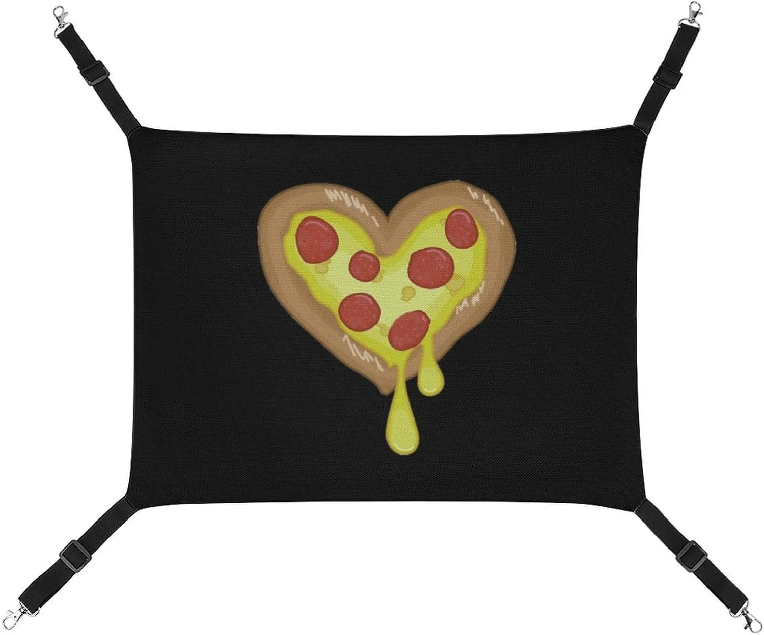 I Heart Pizza Heart Hanging Cat Bed Soft Breathable Pet Hammock for Cage Pet Sleeper for Kitten Ferret Puppy Rabbit