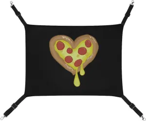 I Heart Pizza Heart Hanging Cat Bed Soft Breathable Pet Hammock for Cage Pet Sleeper for Kitten Ferret Puppy Rabbit