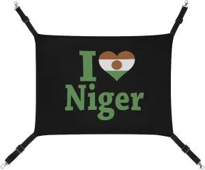 I Love Niger Flag Hanging Cat Bed Soft Breathable Pet Hammock for Cage Pet Sleeper for Kitten Ferret Puppy Rabbit