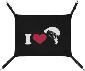 I Love Parachute Jumping Cat Hanging Hammock Soft Breathable Pet Cage Dog Hammock with Adjustable Straps and Metal Hooks