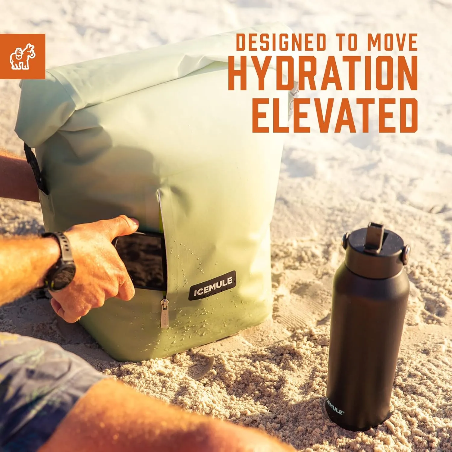 ICEMULE 32 Oz Sports Bottle with Chug Straw - Stainless Steel, Insulated Water Bottle, Dishwasher Safe, Leak-Proof Seal, Secure Carry Strap, Perfect for Everyday Use, Camping, Sports, Gym, Devoe