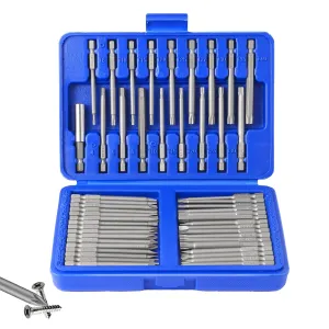 Impact Driver Bit Set 50 pcs Magnetic CRV Steel 1/4'' Hex-Shank Phillips Slotted Hex Torx Star Tamperproof Pozi Square Spanner Torque Tri-Wing Clutch Spline Bits Set with Magnetic Bit Holder