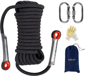 Indoor Outdoor Climbing Rope, Static Rock Climbing Rope for Escape Rope, Ice Climbing Equipment, Fire Safety Rescue Rope, with Non Slip Gloves