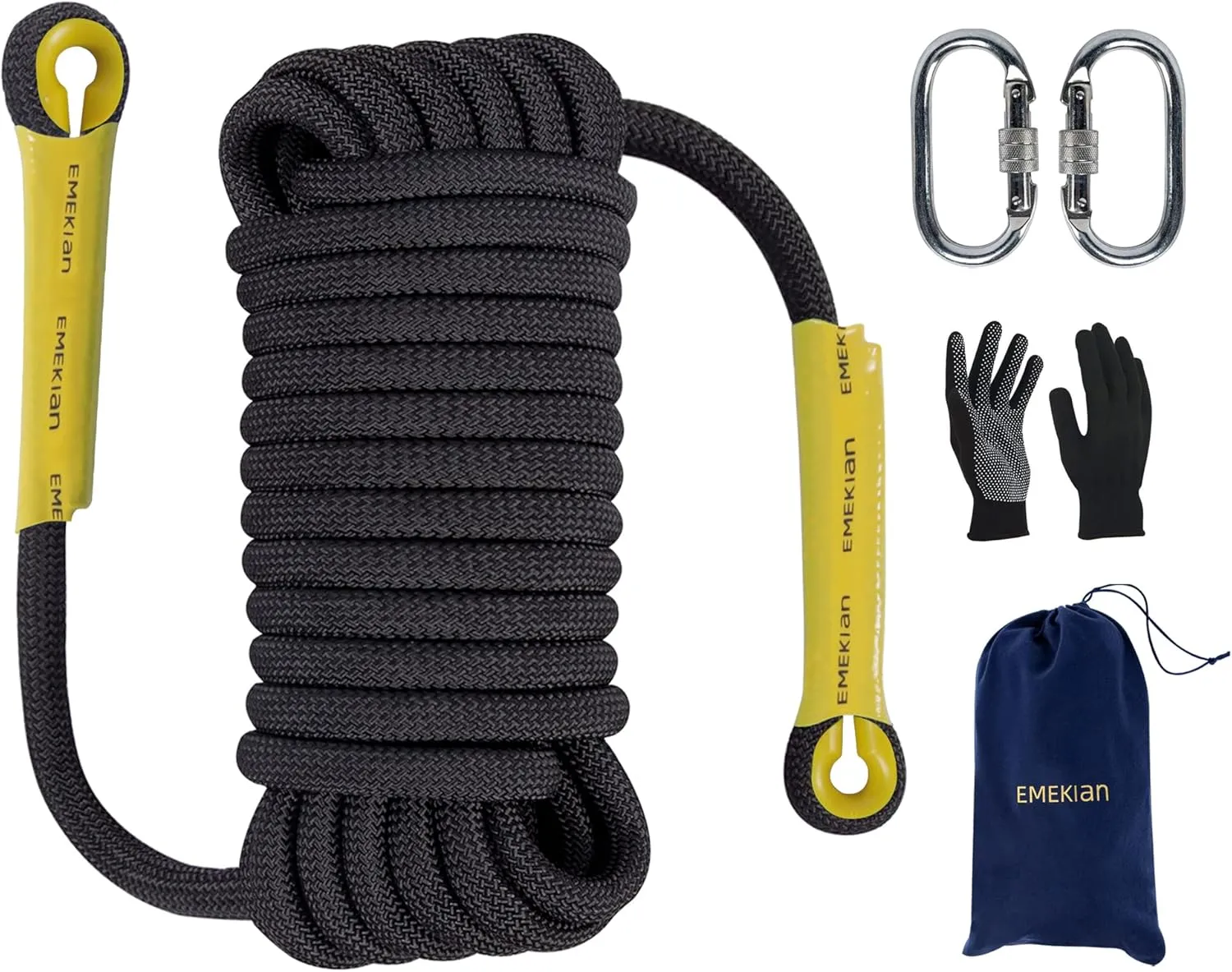 Indoor Outdoor Climbing Rope, Static Rock Climbing Rope for Escape Rope, Ice Climbing Equipment, Fire Safety Rescue Rope, with Non Slip Gloves