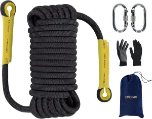 Indoor Outdoor Climbing Rope, Static Rock Climbing Rope for Escape Rope, Ice Climbing Equipment, Fire Safety Rescue Rope, with Non Slip Gloves