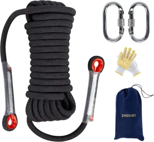 Indoor Outdoor Climbing Rope, Static Rock Climbing Rope for Escape Rope, Ice Climbing Equipment, Fire Safety Rescue Rope, with Non Slip Gloves