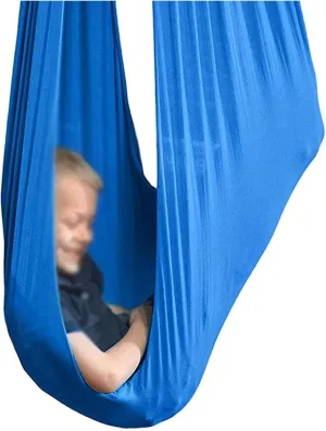 Indoor Sensory Swing Chair for Kids and Teens, Breathable Yoga Cuddle Hammock for Children with Autism, ADHD, Asperger's Syndrome (Color : Blue, Size : 100x280cm/39x110in)
