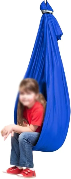 Indoor Sensory Swing Chair for Kids and Teens, Breathable Yoga Cuddle Hammock for Children with Autism, ADHD, Asperger's Syndrome (Color : Royal Blue, Size : 100x280cm/39x110in)