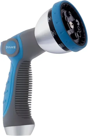 INNAV8 Garden Hose Nozzle Sprayer Heavy Duty - Features 10 Spray Patterns, THUMB CONTROL On Off Valve for Easy Water Control - HIGH Pressure Nozzle for Hose Outdoor
