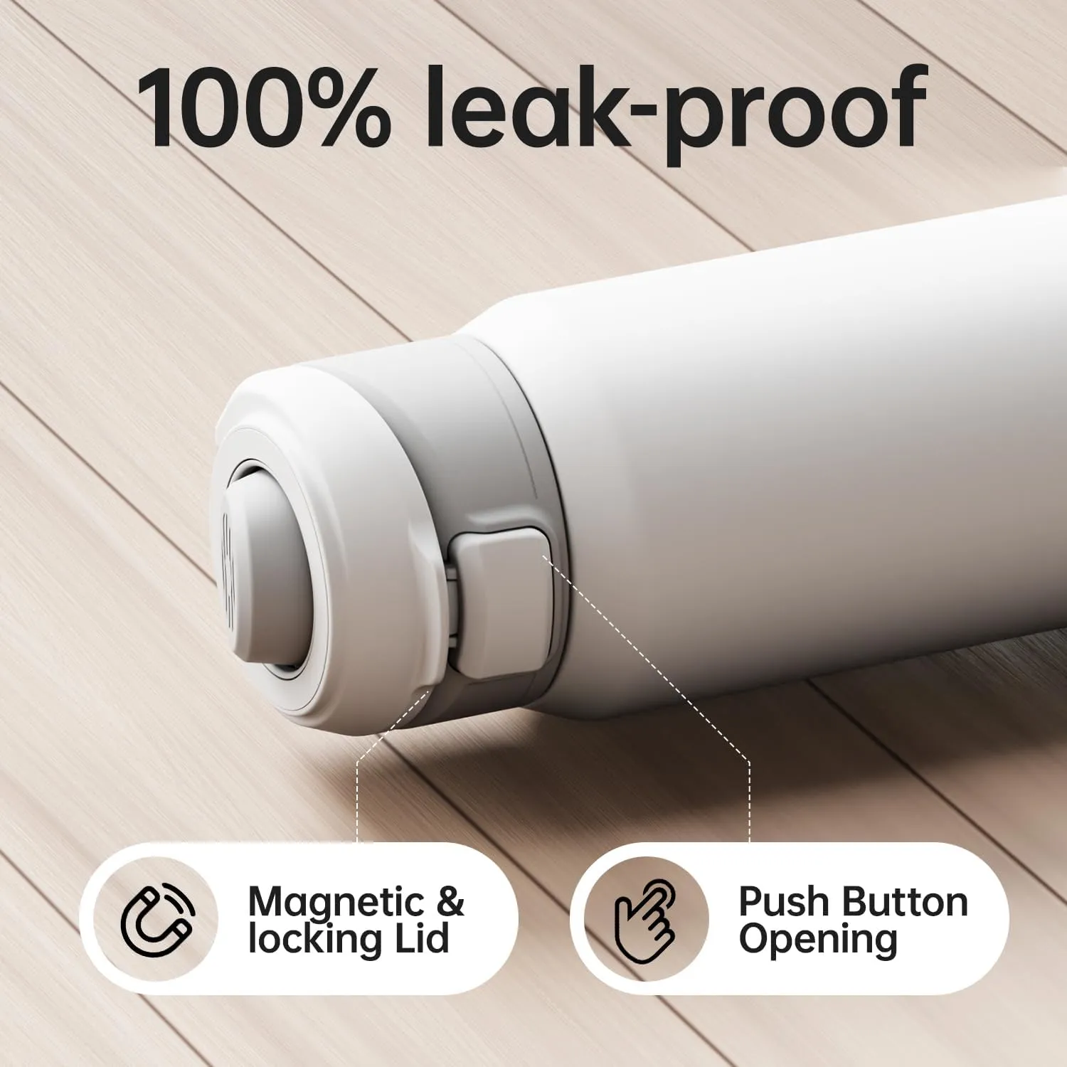Insulated Magnetic Water Bottle - Reusable Stainless Steel Bottle with MagSafe Compatible Phone Holder - Keeps Cold for 24 Hours - Perfect for Gym, Sports, and Travel - White 24oz