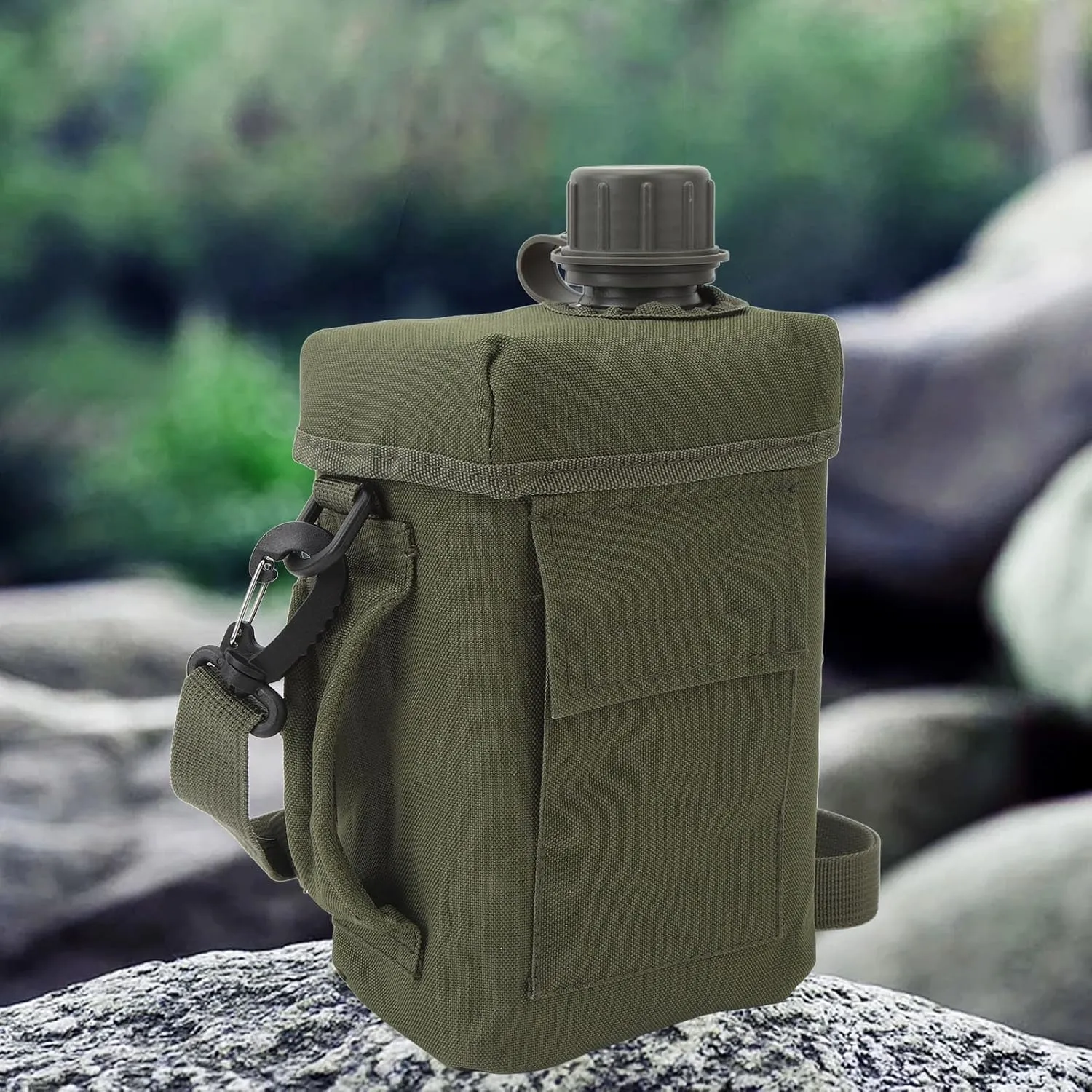 Insulated Water Bottle, PE Sport Water Flask Portable 2L Large Capacity Outdoor Water Flask Jug for Riding Hiking (OD Green)