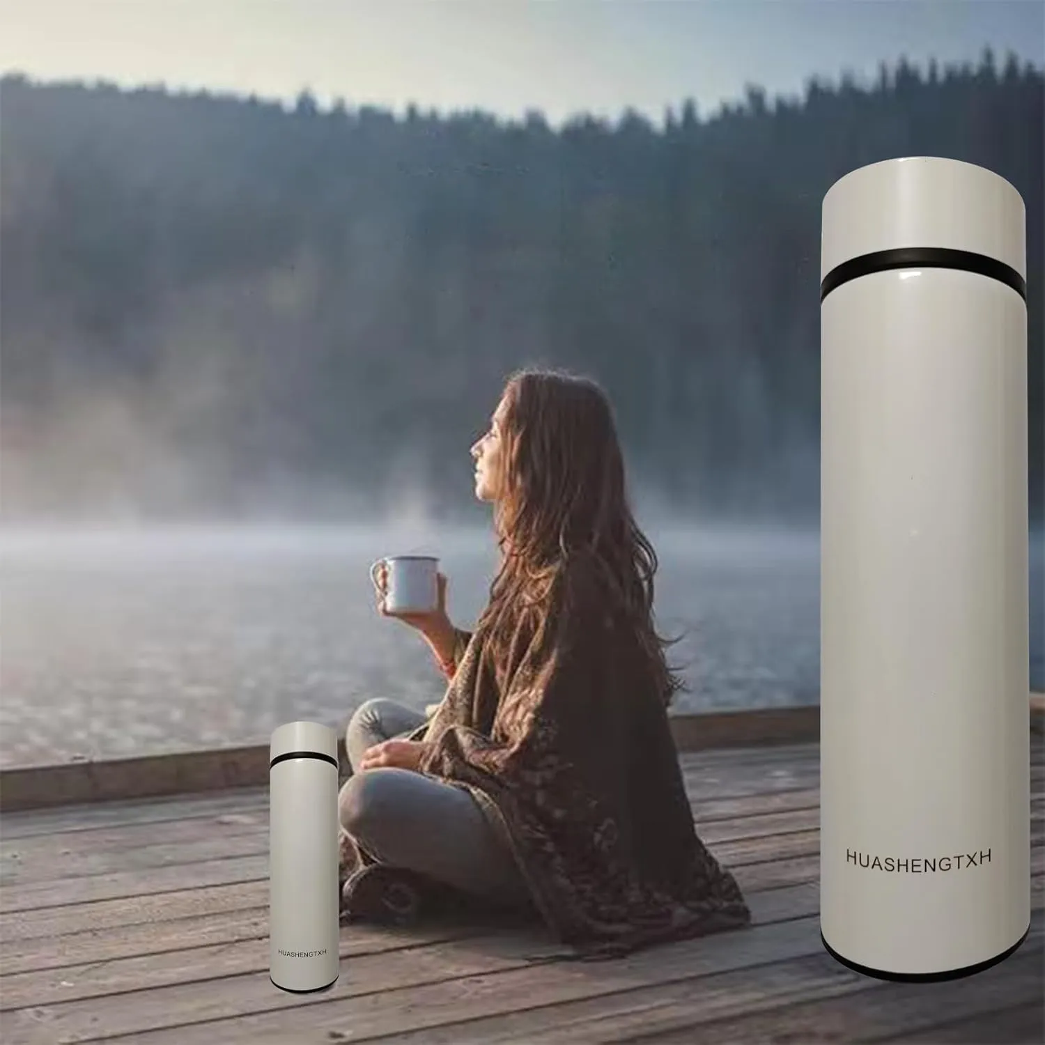 Insulating Water Bottle Outdoor Sports Stainless Steel Insulating Bottle Vacuum Sealed Coffee Bottle Travel Water Bottle Cold and Hot Water Bottle (White)