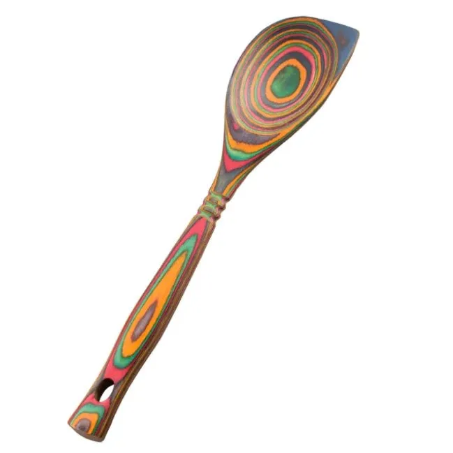 Island Bamboo 12" Pakka Wood Corner Spoon Rainbow