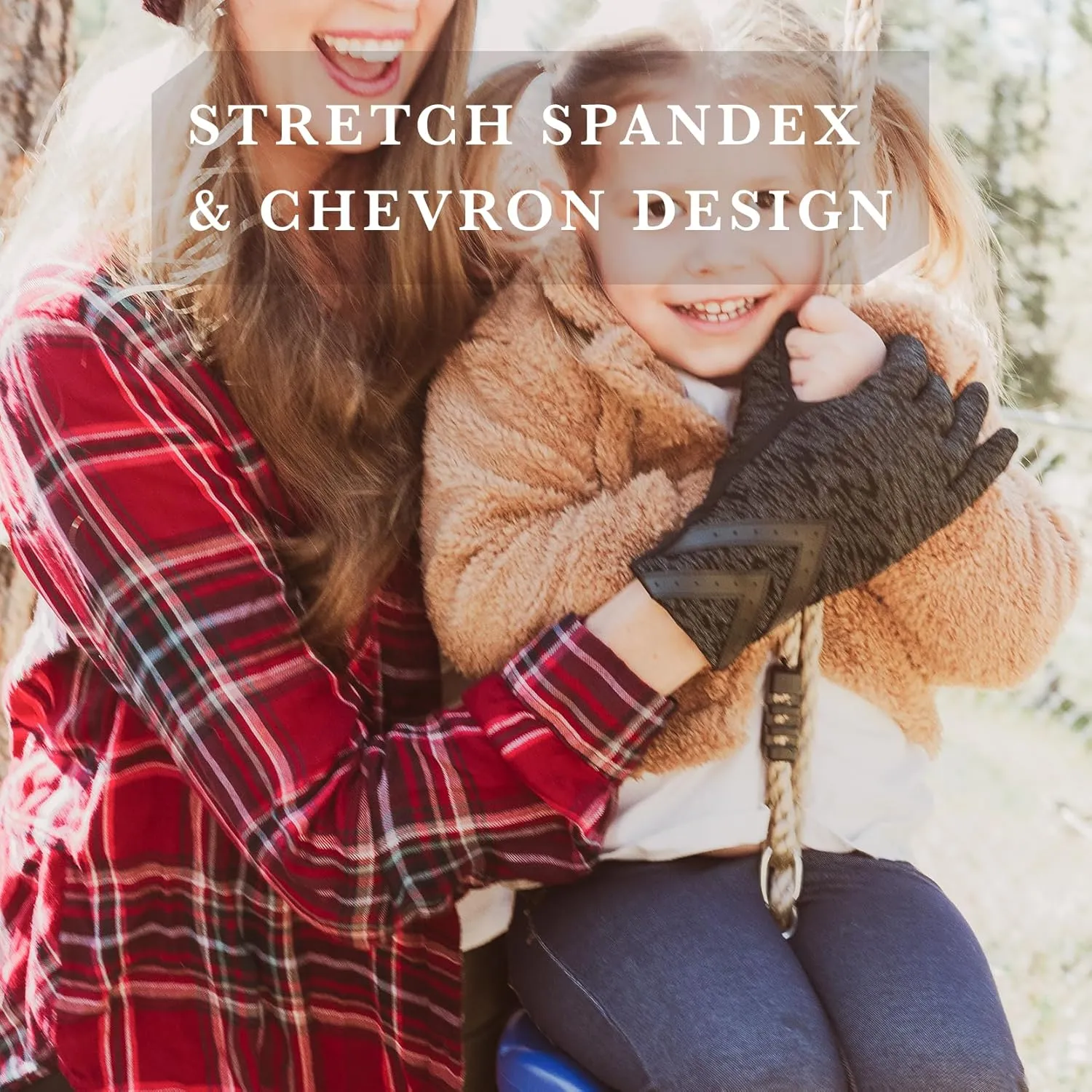 isotoner womens Spandex Touchscreen Cold Weather Gloves With Warm Fleece Lining and Chevron Details