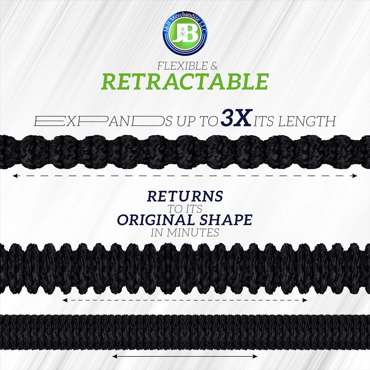 J&B XpandaHose 75ft Expandable Garden Hose - Heavy Duty Superior Strength 3750D - 4 -Layer Latex Core - Extra Strong Brass Connectors and Storage Bag (Black 75)