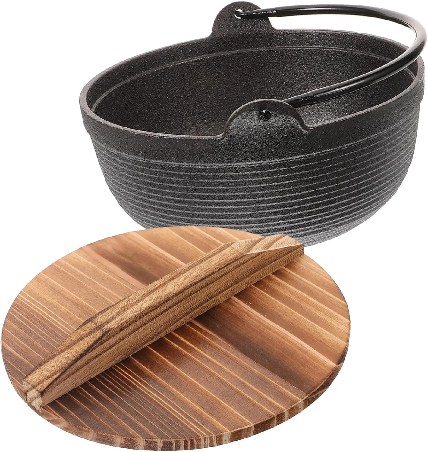 Japanese Iron Cooking Pot with Lid Durable Sturdy Design for Outdoor Camping Heat Resistant Nonstick Sauce Pot for Stewing and Cooking Porridge