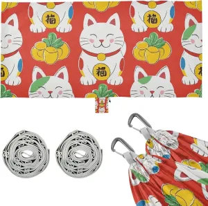 Japanese Lucky Cat Red Outdoor Hammock with Portabl Carry Bag Fabric Hammock for Camping Travel Accessories