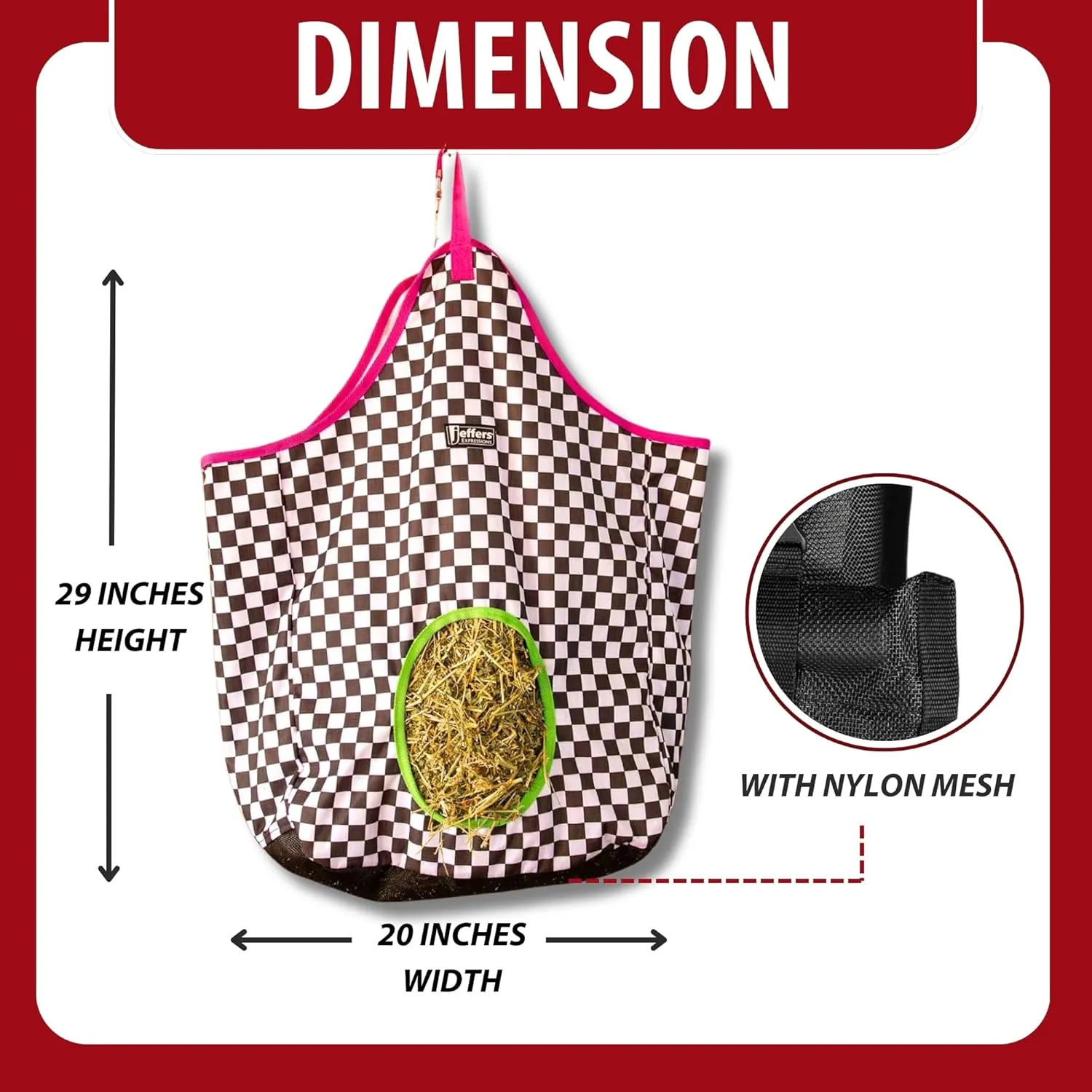 Jeffers Expression Hay Bag for Livestock – Durable 600D Waterproof Hay Feeder for Horse, Cattle, & Sheep, Top Loading Design w/Mesh Bottom, for Travel, Barn Use - Farming Essentials, Skater Cowgirl