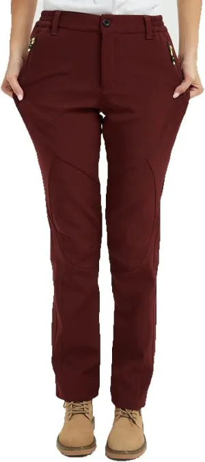 JOMLUN Women's Softshell Pants Fleece Lined Hiking Insulated Outdoor Ski Pants Waterproof Warm Trouser Winter