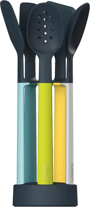 Joseph Joseph 10176 Elevate Silicone Kitchen Utensil Set with Compact Storage Stand, 5-Piece, Opal