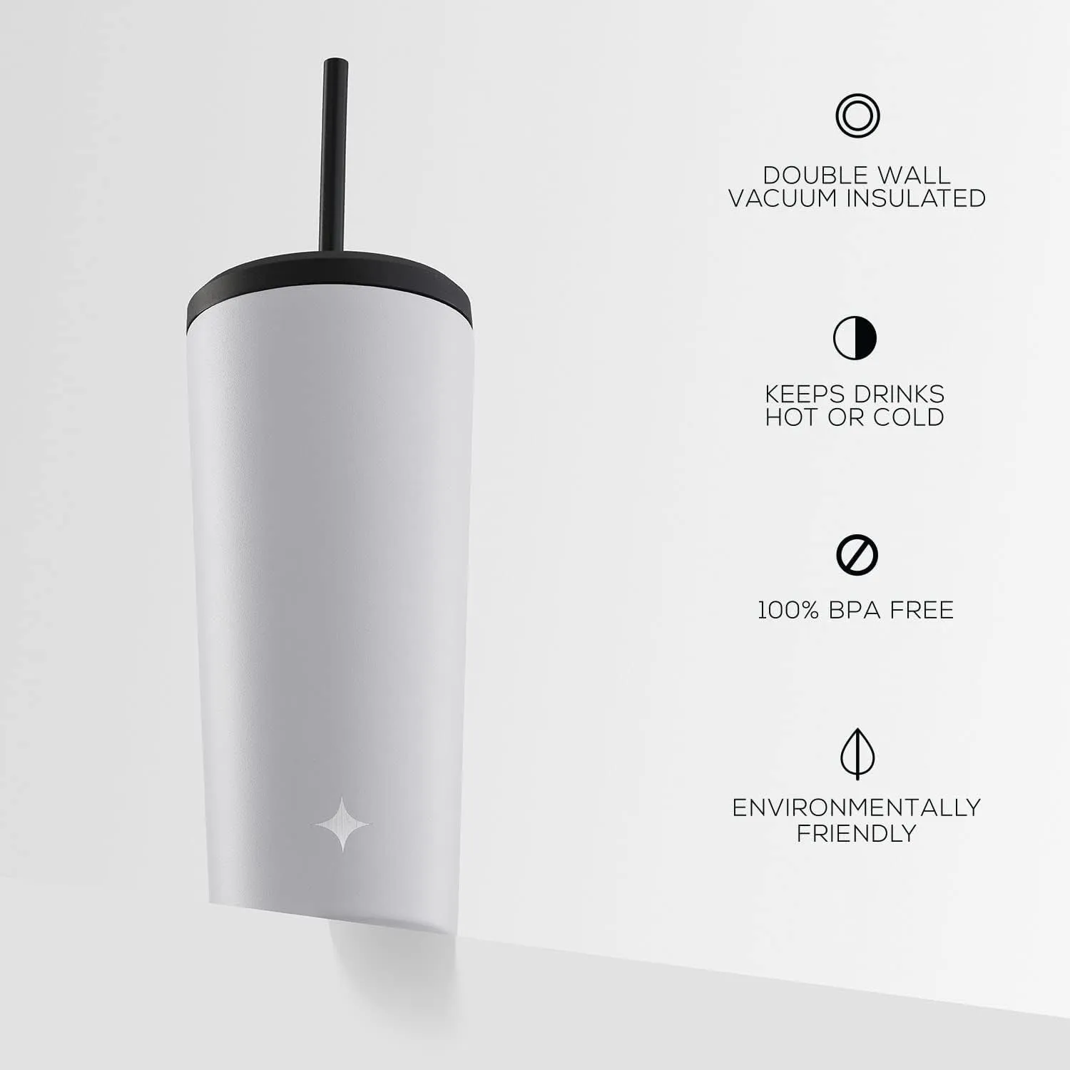 JoyJolt Vacuum Insulated 24 oz Tumbler with Lid and Straw (2 Each) Vacuum Double Wall Stainless Steel Tumbler, Copper Lined for 12Hr Hold/Cold Drinks. Leakproof Water Bottle, Tea or Iced Coffee Cup